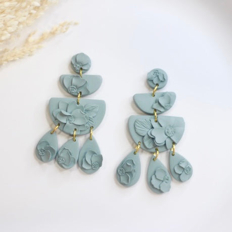 10. Sage Green Floral Earring